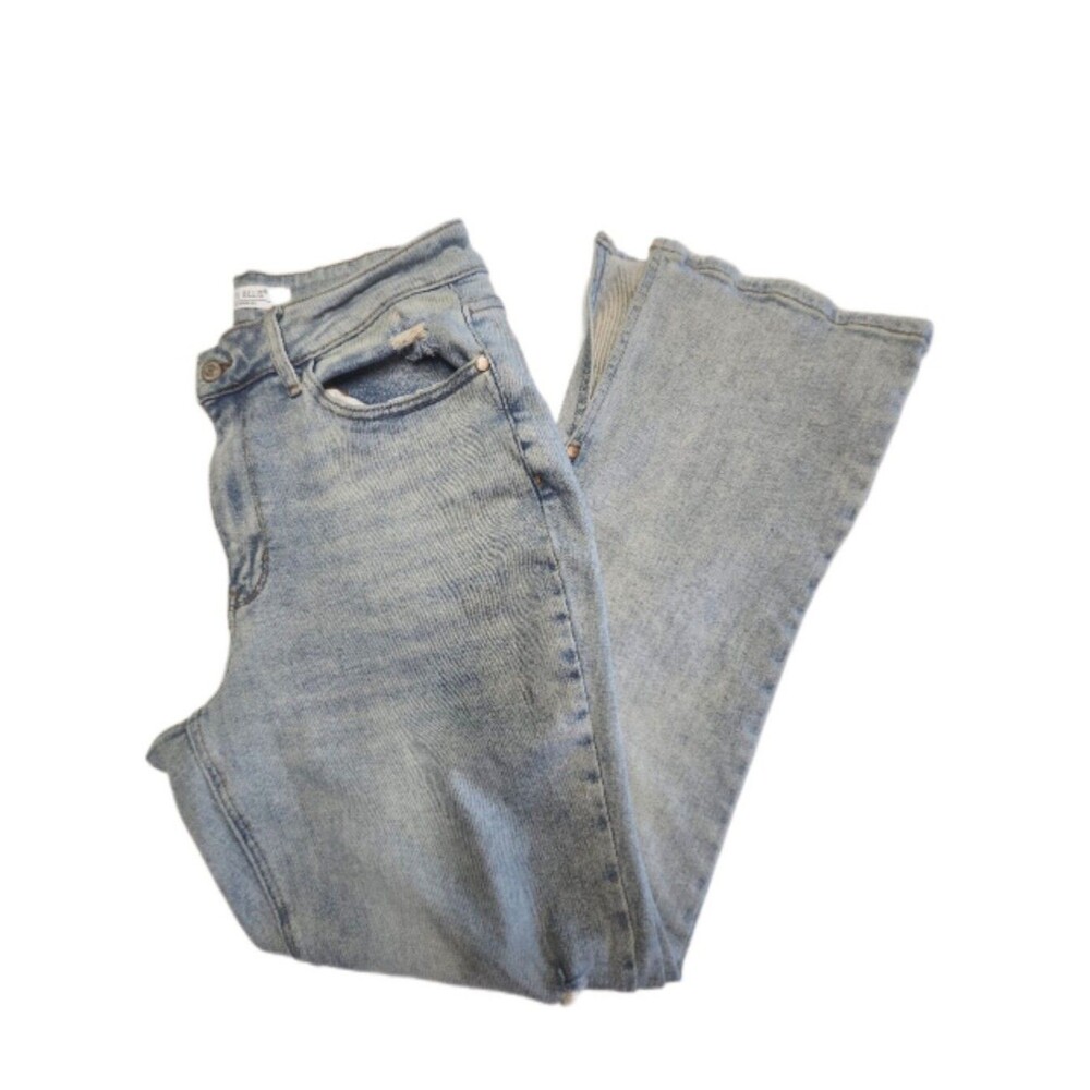 Judy Blue JB88511 Mid Rise Straight Leg Light Blue Wash Jeans, Split Hems, 14W